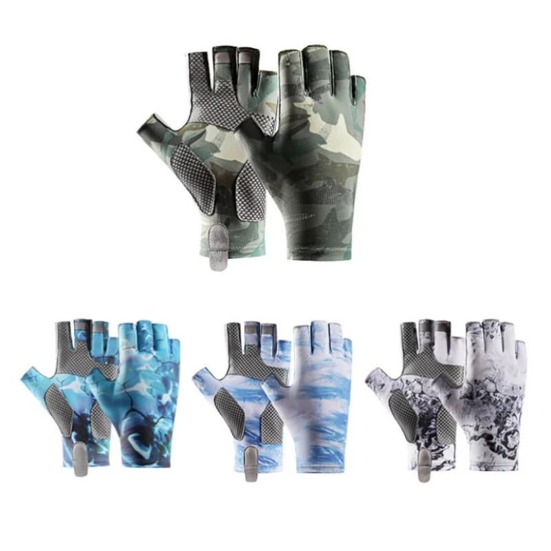 Rękawiczki wędkarskie bez palców przeznaczone dla mężczyzn i kobiet wędkarstwo, pływanie łódką, kajakarstwo, piesze wycieczki, bieganie, jazdy na rowerze