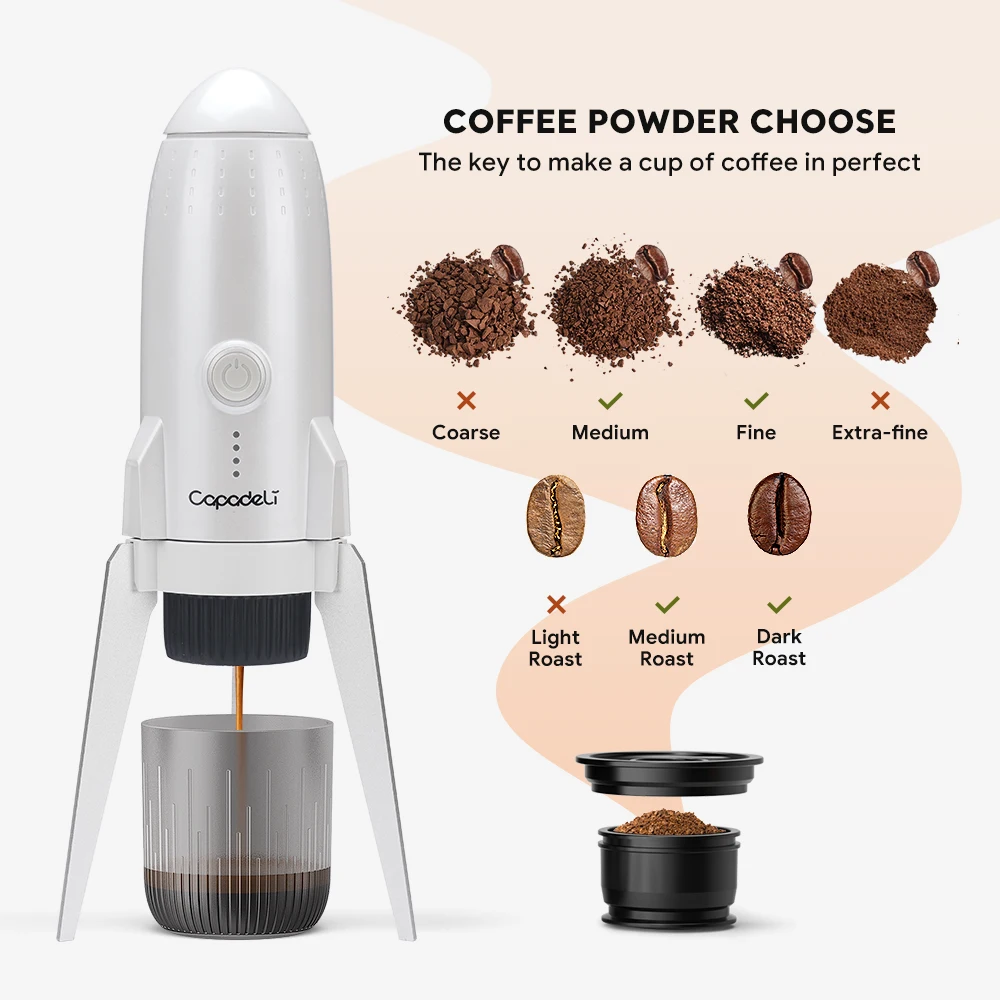 

3-in-1 Portable Espresso Machine With NO Heating Function, Type-C Charging Electric Espresso Maker, 17 Bar Mini Coffee Maker For