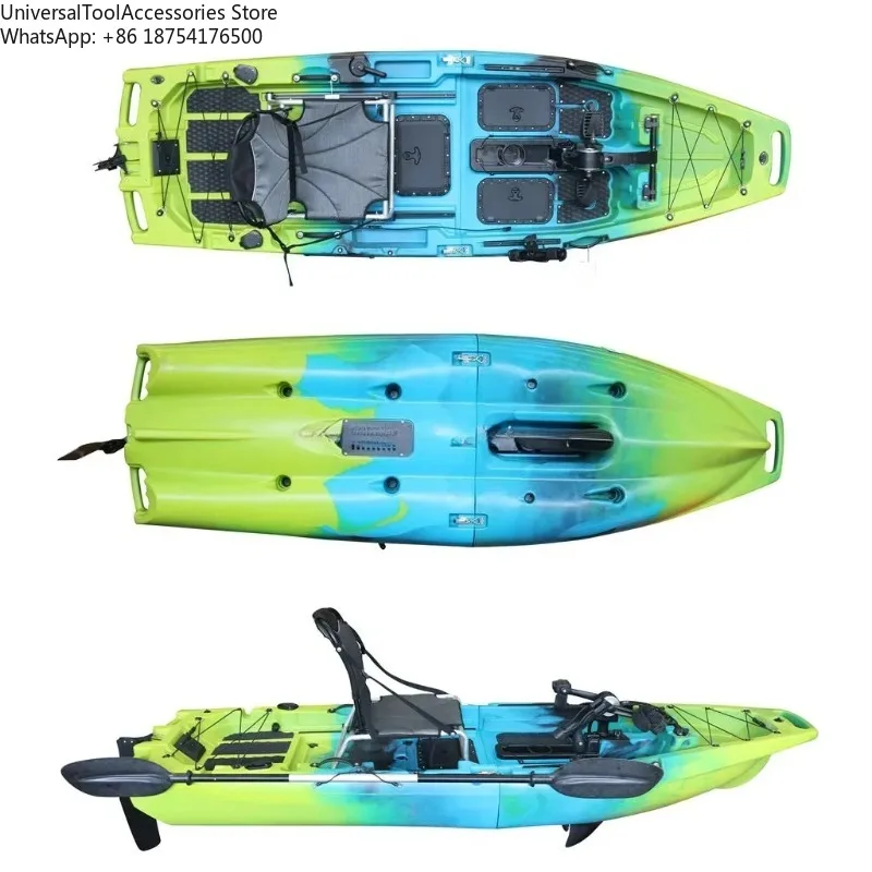 Modular 9FT Solo Pedal Kayak HDPE Hull Canoe for Touring Lake Fishing Durable Anti-Collision Aluminum Seat Custom Option