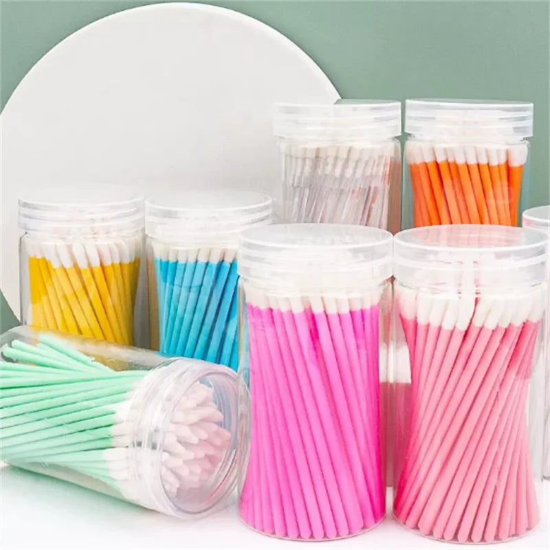 使い捨てバレル型リップグロスブラシ、持ち運び可能な美容ツール、しっかりとしたハンドル付き、カラフル