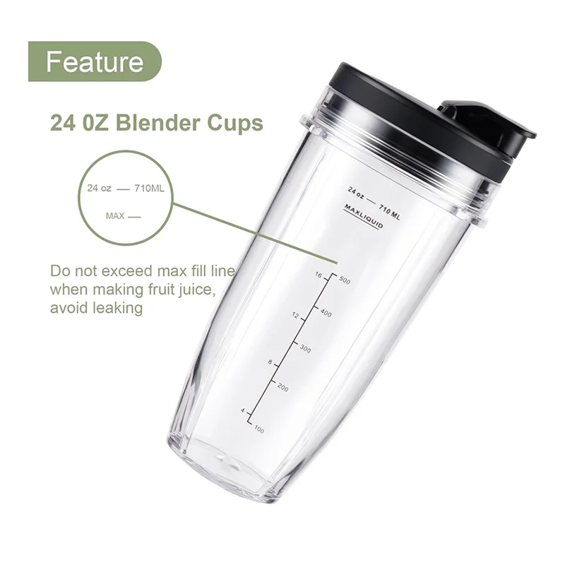 BAAG-4 قطعة أكواب الخلاط استبدال أجزاء 24 أوقية مع أغطية أكواب خلاط ل نوتري نينجا BL480 BL640 CT680