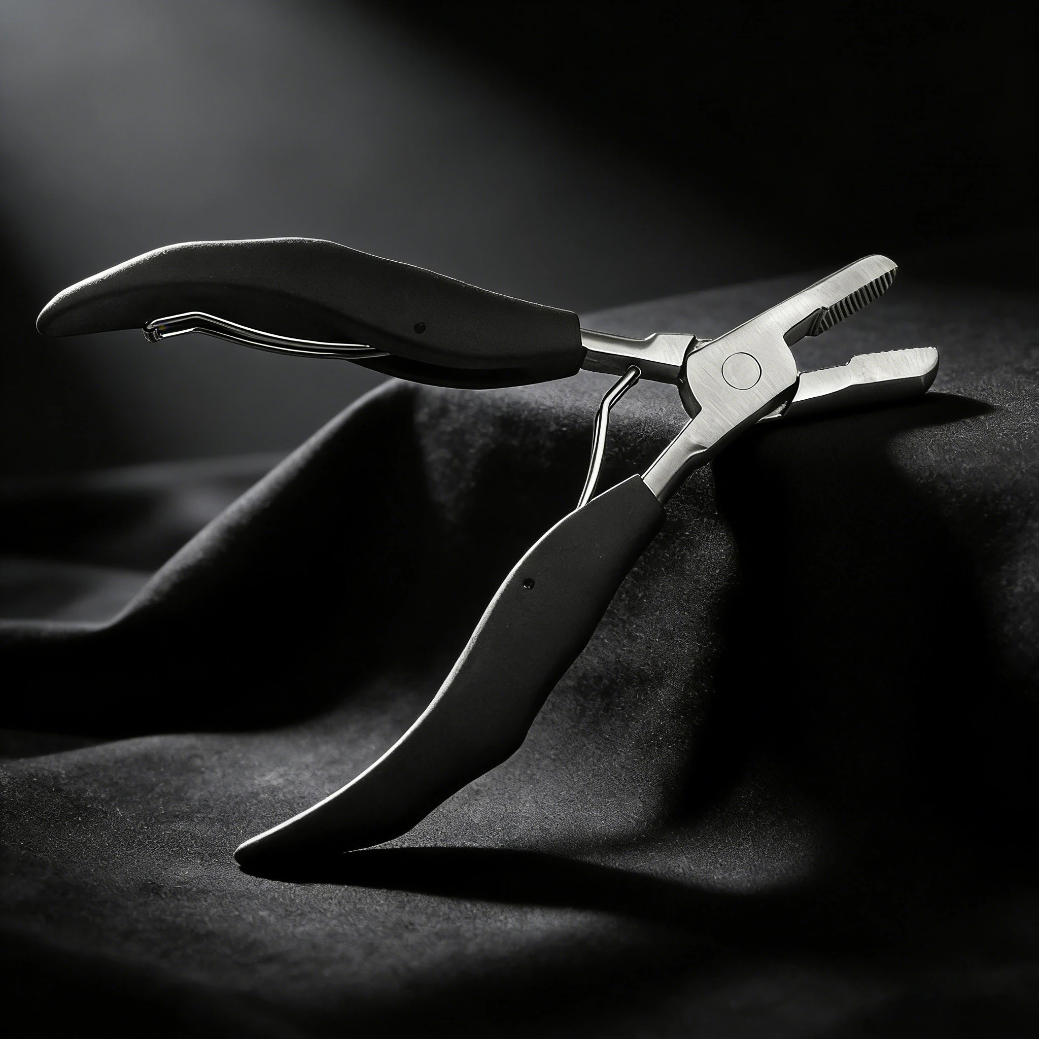 

1Pc Black Flat Shape Plier with Small Grooves Pre-Bonded Hair Extension Clamp