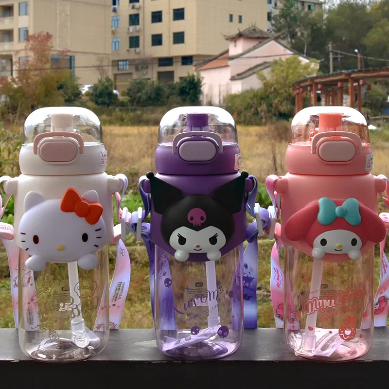 

2024 Новинка Sanrios Детская школа Hellokittys пластиковая соломенная чашка аниме Kawaii Hangyodon мультфильм девочка офис Kuromi Милая чашка подарок