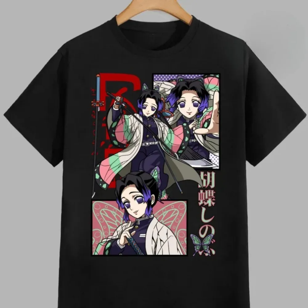 Demon Slayer Shinobu Kocho Pure Cotton T-shirt 2026 Summer Anime Printed Loose American Casual Parent Child Short Sleeve Top