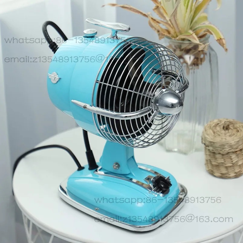 Retro desktop fan, household soft sound shaking head, air circulation nostalgic desktop fan