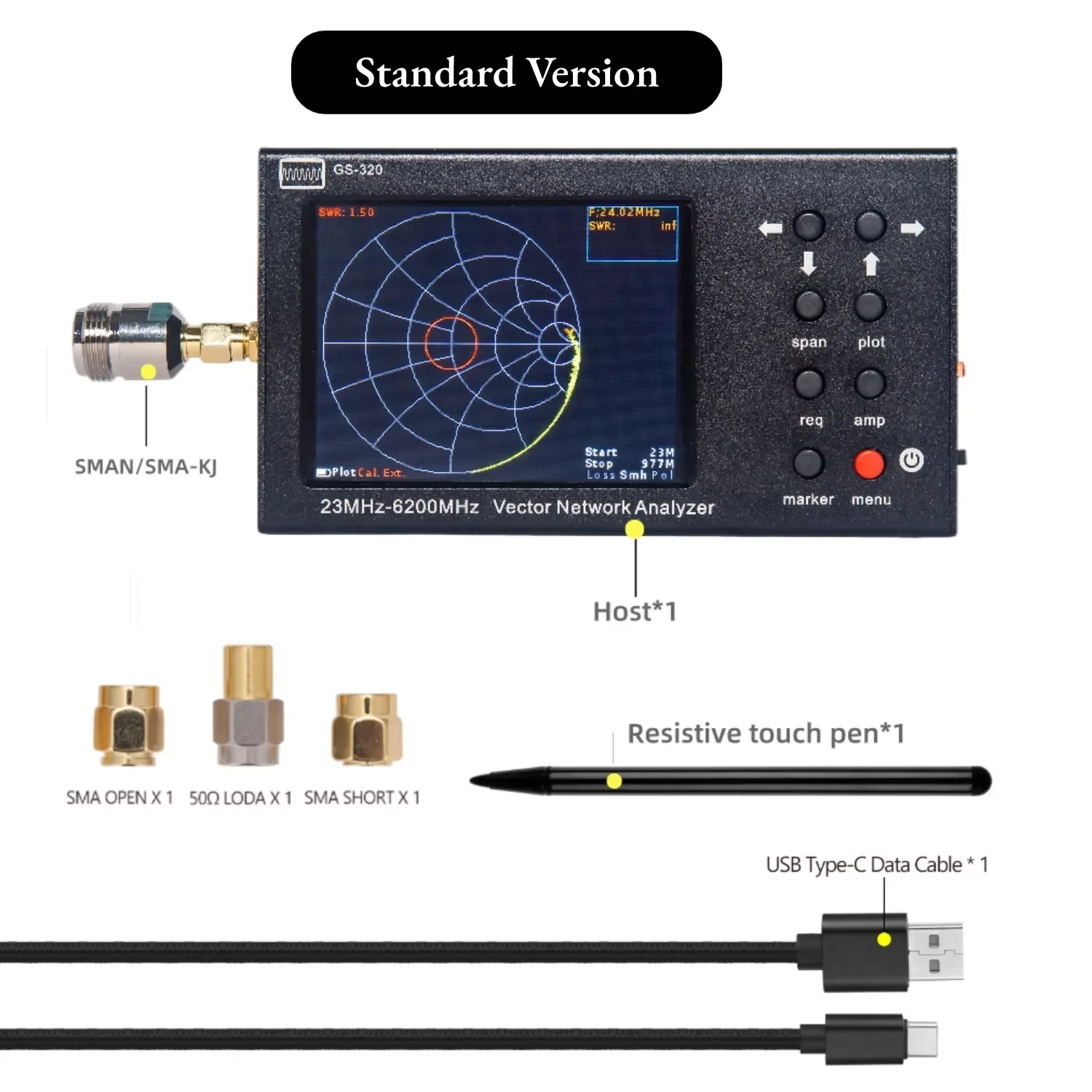 New GS320 vector nano analyzer on Vector Network Analyzer 6GHz RF Antenna Measurement VSWR RF Board Filter RF Test Board