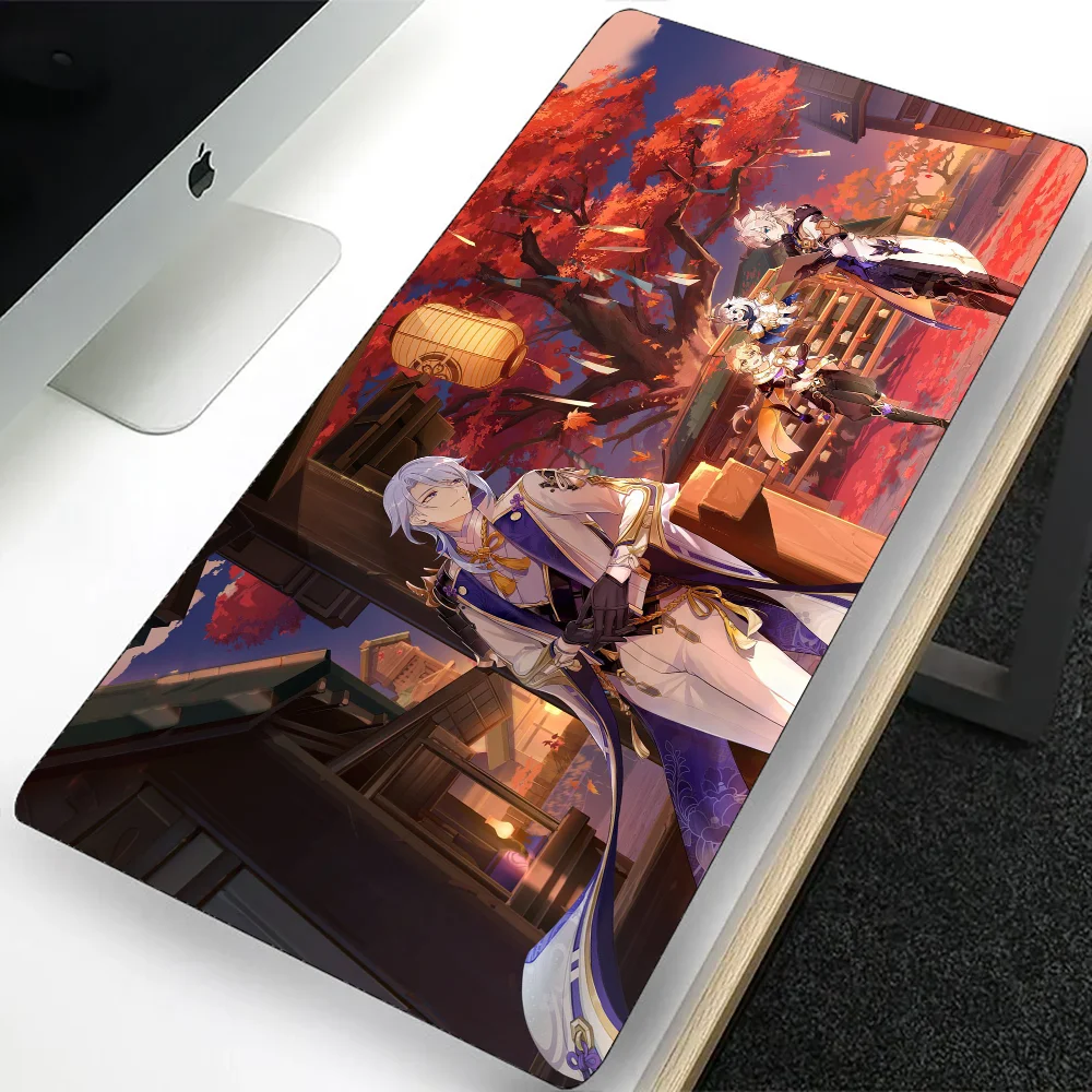 Genshin Impact Large Gaming Mouse Pad, Kamisato Ayato, Computador Mousepad, PC Gamer, Laptop, Tapete de teclado do escritório, Desk Pad