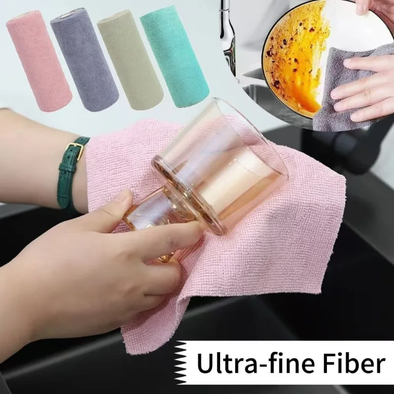 

20PCS/Roll Absorbent Microfiber Towel Household Kitchen Replacement Non-stick Oil Dish Rags Reusable Cleaning Wipe