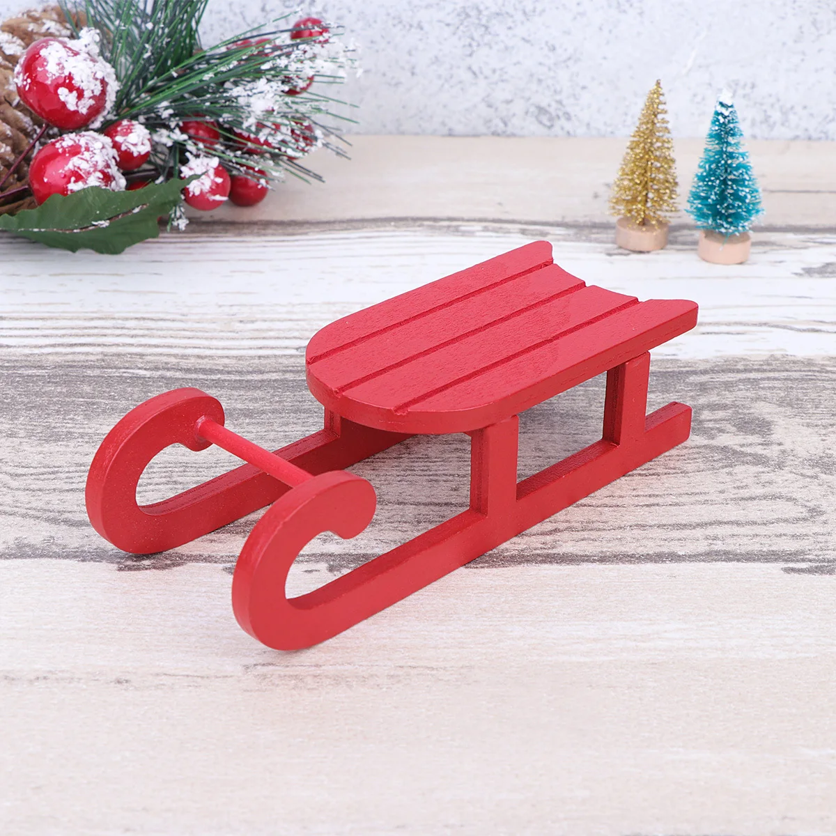 

2 pcs Wooden Christmas Sleigh Ornament Creative Desktop Decor For Home Kitchen Living Room Holiday Party Gift Decoration