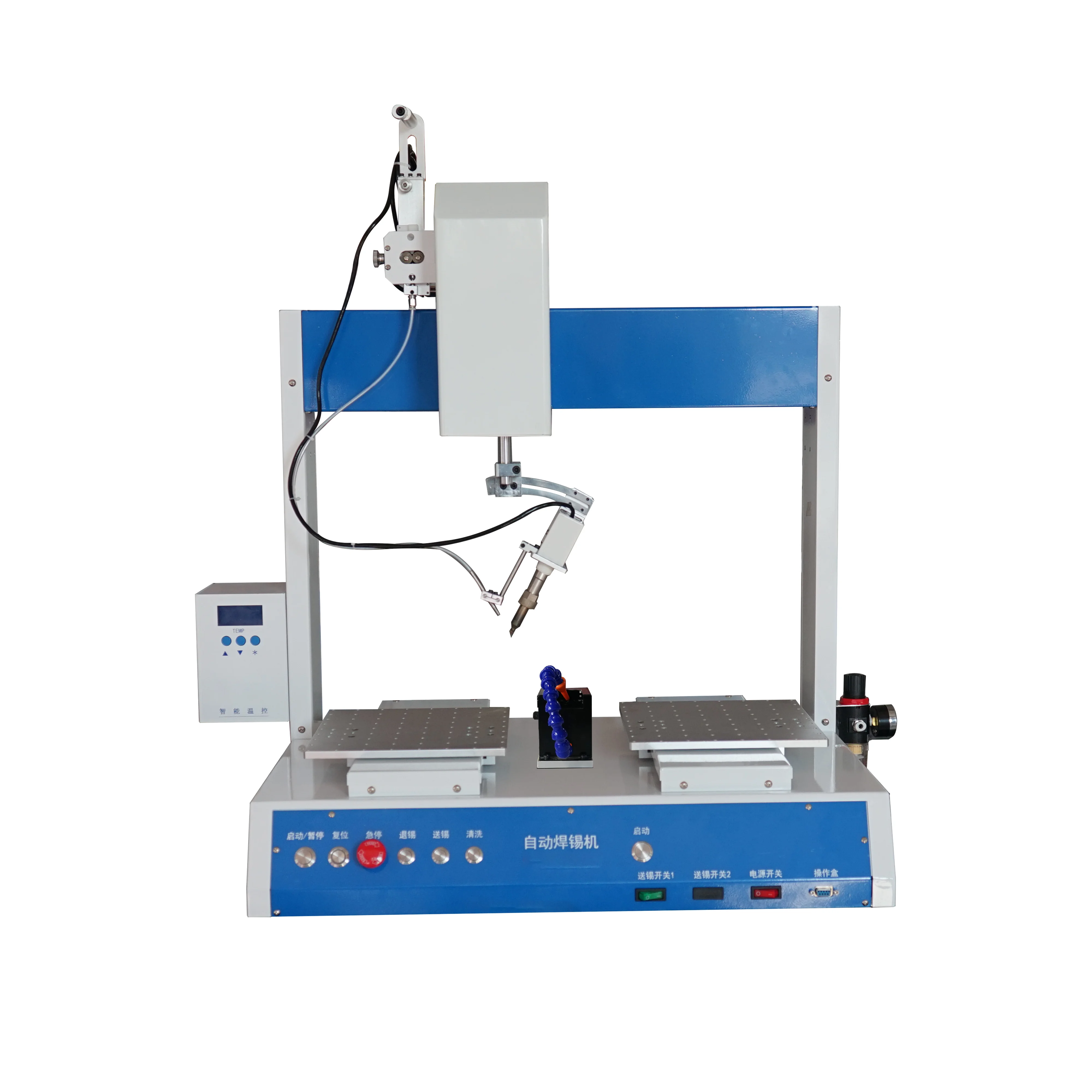 Desktop Cable LED Automatic Soldering Machine With Single Soldering Head & Double Work Platforms with R Axis