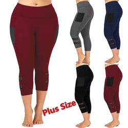 Plus Size Ladies Yoga Pants Calf Pants Casual Fitness Leggings Slim Pencil Pants Running Sportswear High Elastic Waist Leggings