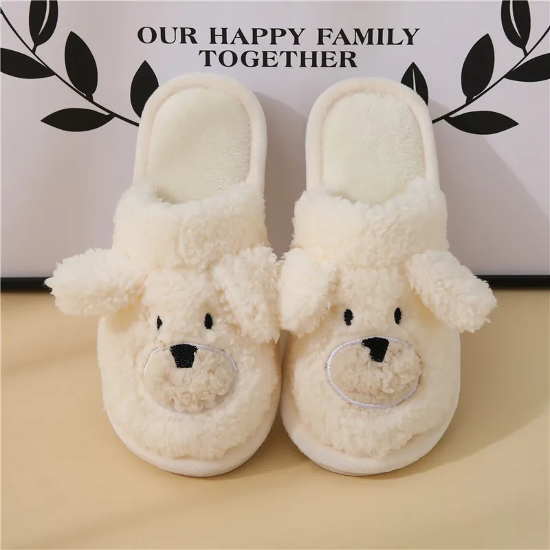 

New Women Winter Cartoon Bear Animal Plush Home Slippers Indoor Non-slip Warm Couples Home Shoes Woman Fluffy Slippers WSH4249