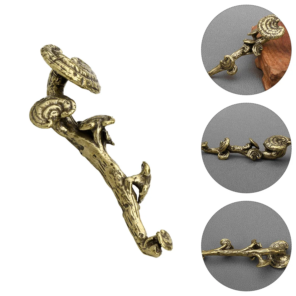 

1 pc Brass Ganoderma Sculpture Golden Desktop Ornament Home Decoration Unique Tabletop Adornment Statue Creative Shelf