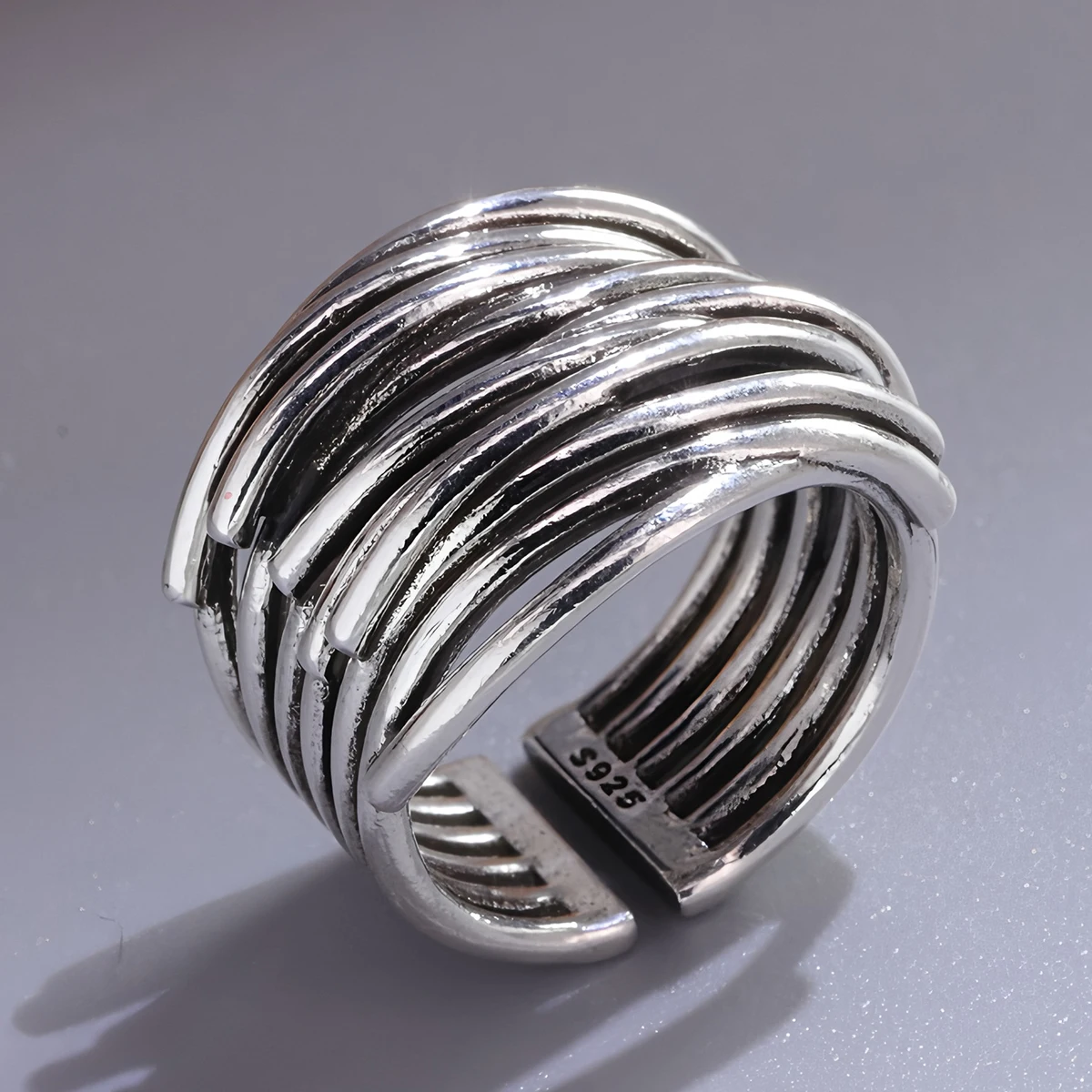 Sam Panda 925 Sterling Silver Multi-Layer Line Wrap Ring For Women Gift Irregular Geometric Jewelry Wholesale Dropshipping