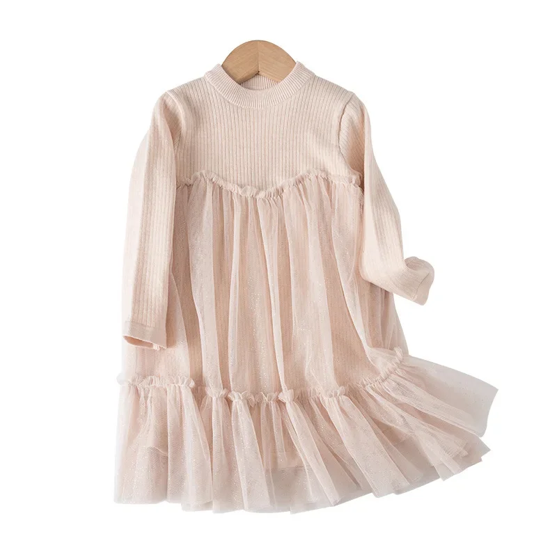 Robe de princesse en maille à manches longues pour filles, vêtements pour enfants, bébé, style coréen, printemps, automne, nouveau, 2022