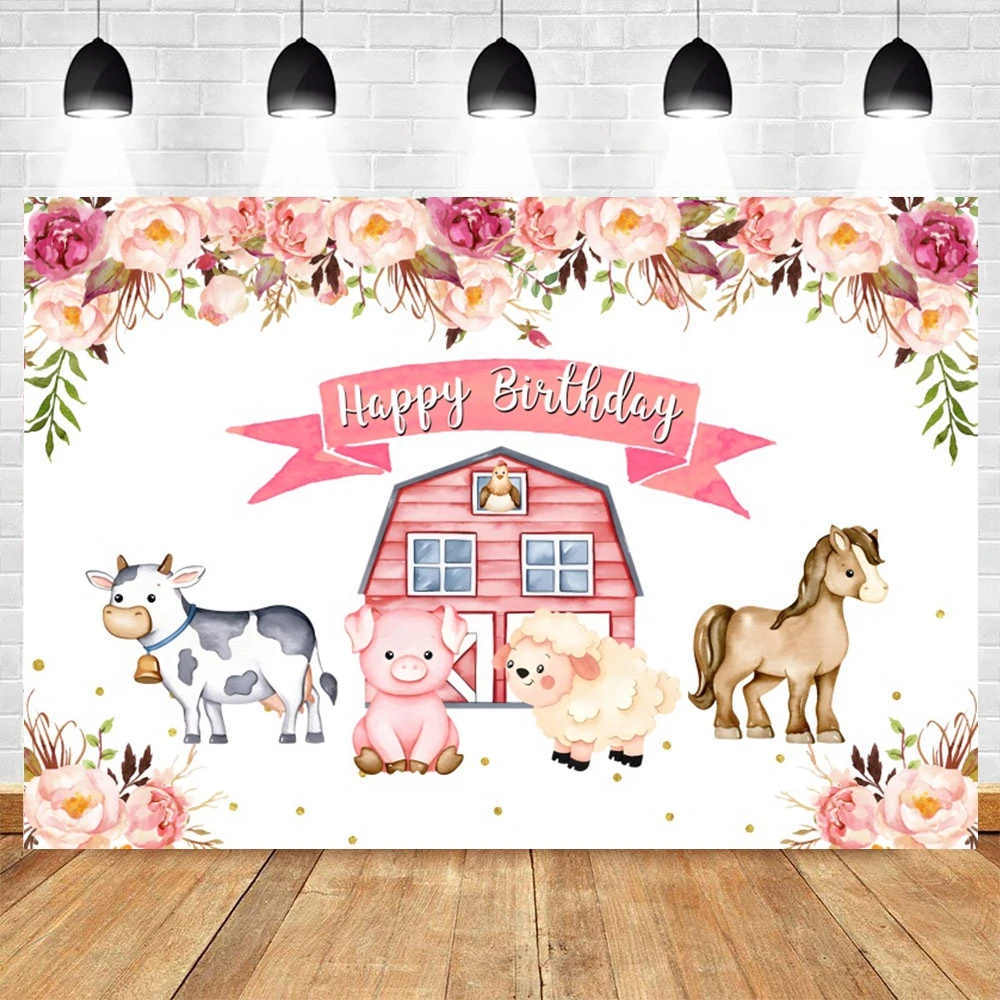 Фон для фотосъемки с изображением Красной фермы, животных, детей, день рождения, Декор, баннер, реквизит для фотостудии, фотобудка