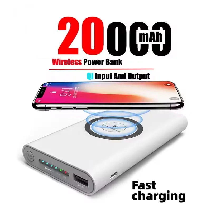 

20000mah Power Bank Two-way Wireless Fast Charging Powerbank Portable Charger Type-c External Battery For Samsung Iphone Xiaomi