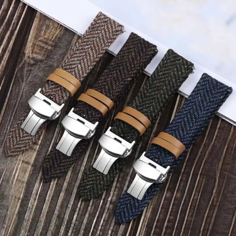 빈티지 가죽 시계 스트랩, 레트로 나일론 밴드, 삼성 갤럭시 워치 6 5 4 용 팔찌, 화웨이 GT용 론진, 18mm, 20mm, 22mm