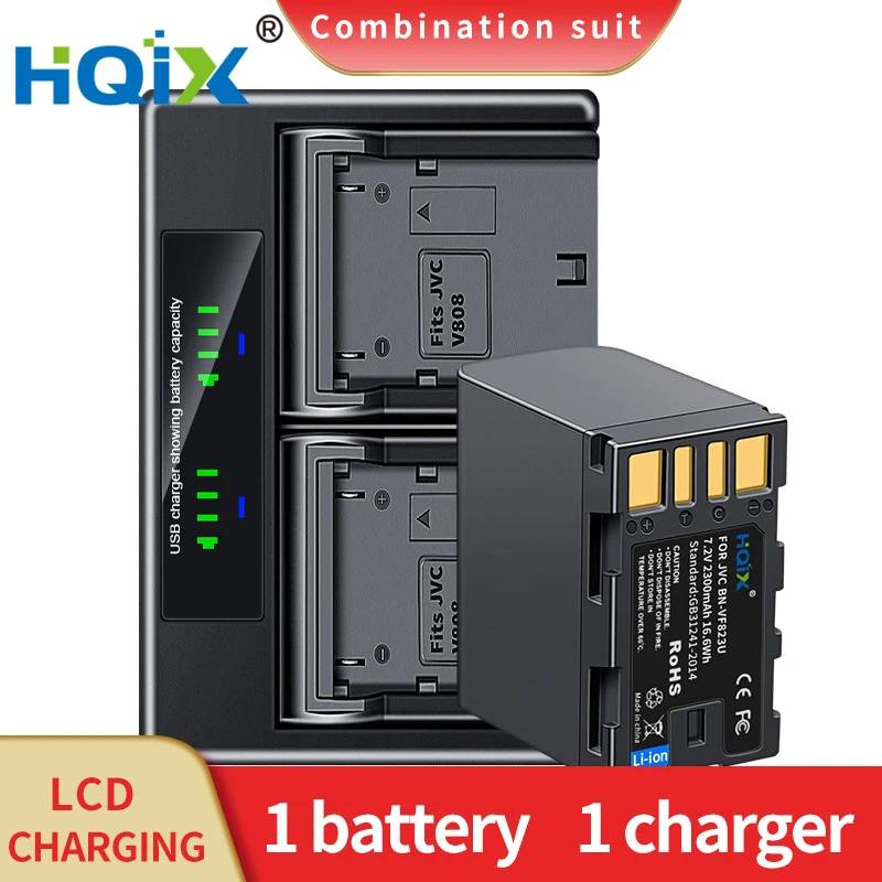 

HQIX for JVC CR-D771 D775 D790 D760 D796 D720 D725 D750 D740 D728 D770 DA30 D790 amera BN-VF823U Dual Charger Battery