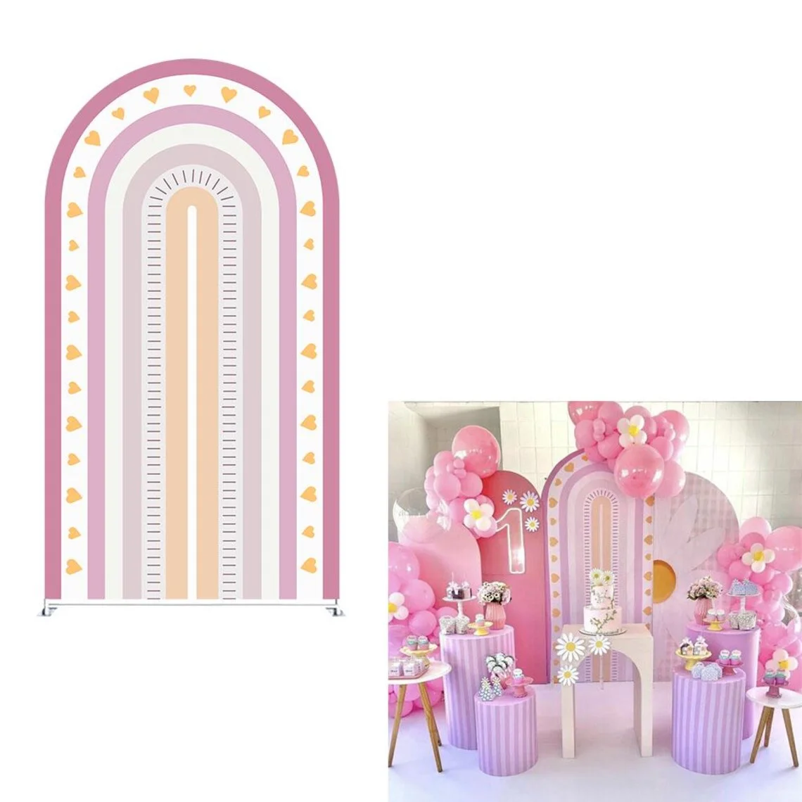 Mocsicka 2-Sided Arch Cover Love Rainbow Bridge Decoration Backdrop Baby Shower Arch Wall Kids Birthday Party Photo Banner