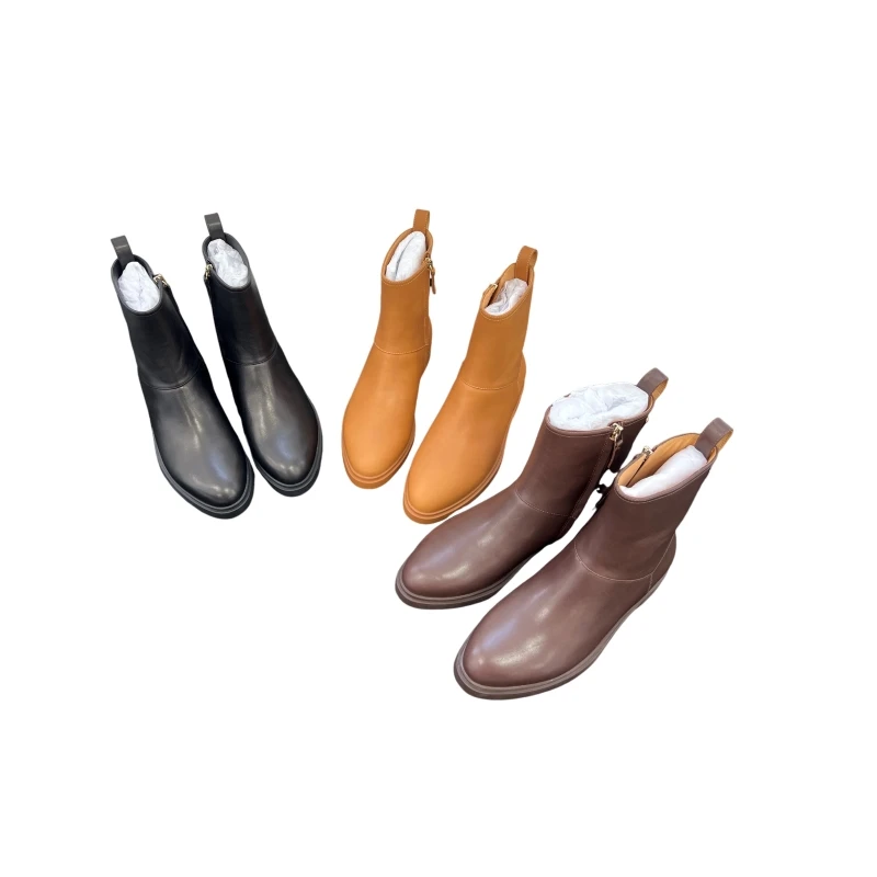 Block Heel Boots – Stable, Comfortable, and Professional Shoes  Open-Top Casual Boots – Breathable Option for Office AK0210