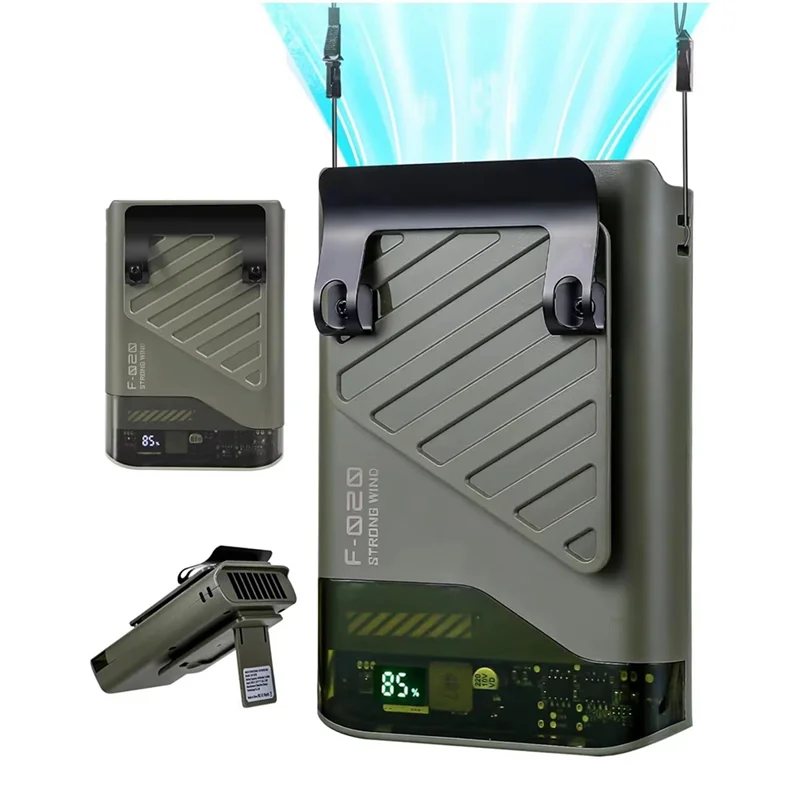 

【T07A】Portable Waist Fan Rechargeable With LED Display, 4-In-1 Clip-On Fan For Shirt With 5 Speeds,Neck Fan For Outdoor Work
