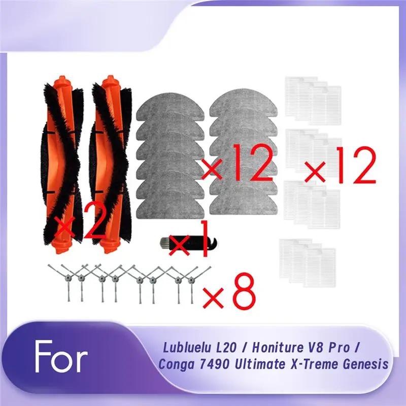 

A02M-35Pcs For Lubluelu L20 / Honiture V8 Pro / Conga 7490 Ultimate X-Treme Genesis Sweeping Robot Main Side Brush Mop Filter Se