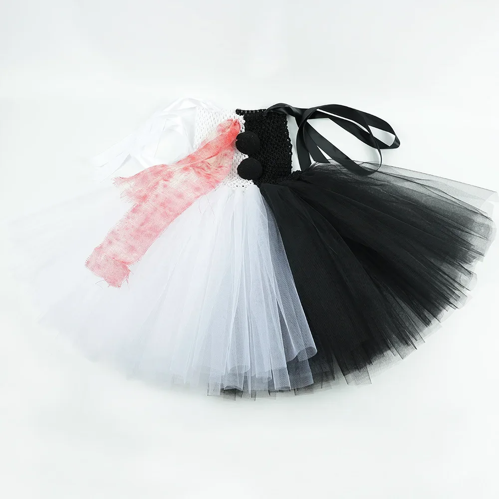 Killer Clown Tutu Jurk Voor Meisjes Wit Zwart Enge Halloween Kostuums Voor Kinderen Carnaval Party Horror Outfit Kind Fancy Clowers