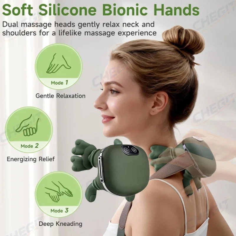 電気指圧ネックショルダーマッサージャー、深部揉み指圧機能付き、筋肉の緩和と背中-肩の痛みの緩和に