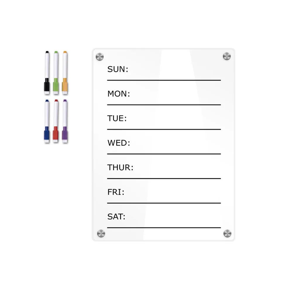 Stay for on top of your schedule with the for acrylic Refrigerator Weekly Calendar Set includes memo board and writable markers