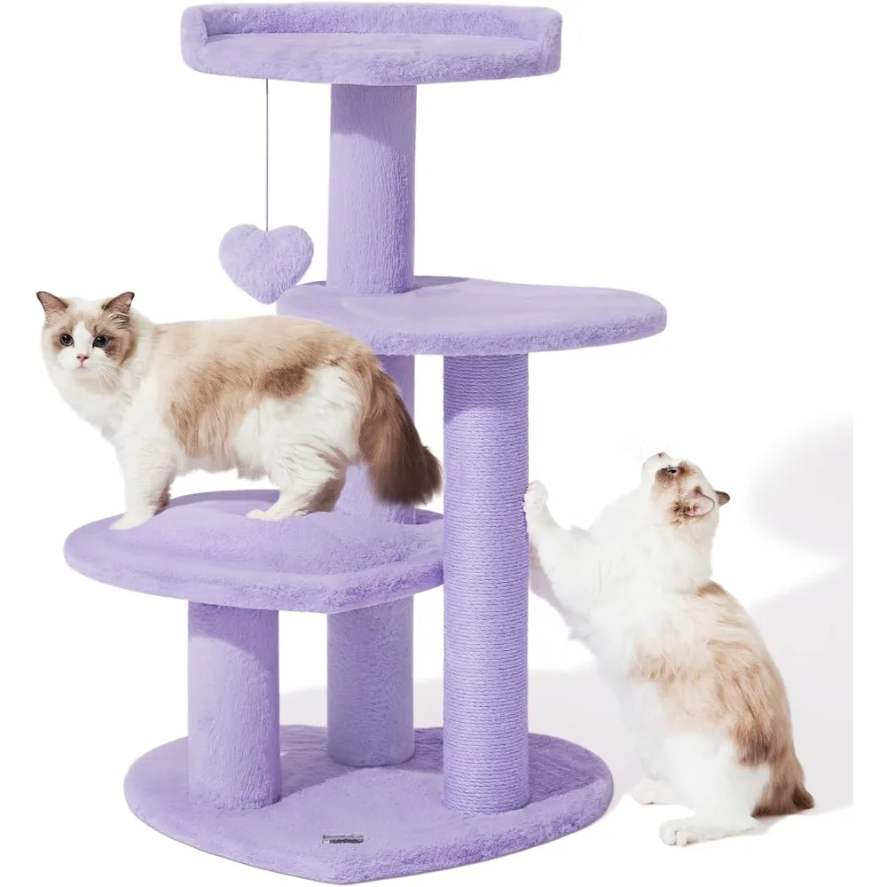 VETRESKA 40 inches Cat Tree for Indoor Cats, Multi Level Cat Tower with Cat Scratching Post, Cute Cat Climbing Tree with Danglin