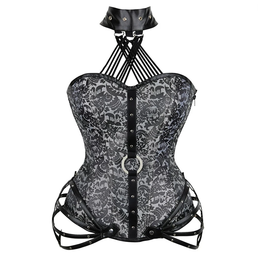 Steampunk Corset Bielizna New Gothic Strapless Halter Neckline Corset with Steel Bones and Side Zipper Ropa Sexy Women