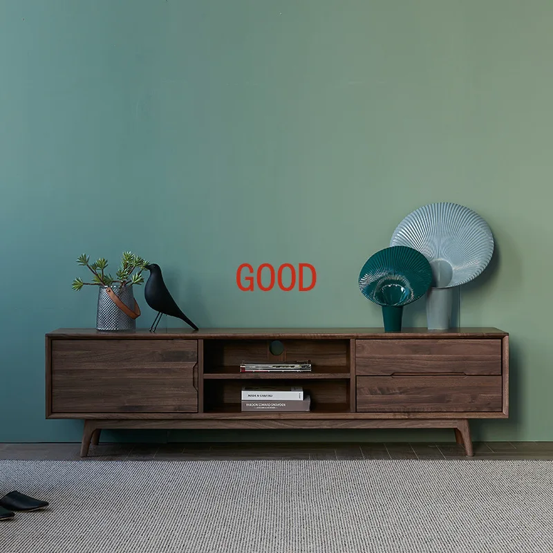 Japanese Simple Italian Solid Wood Floor Audiovisual Cabinet