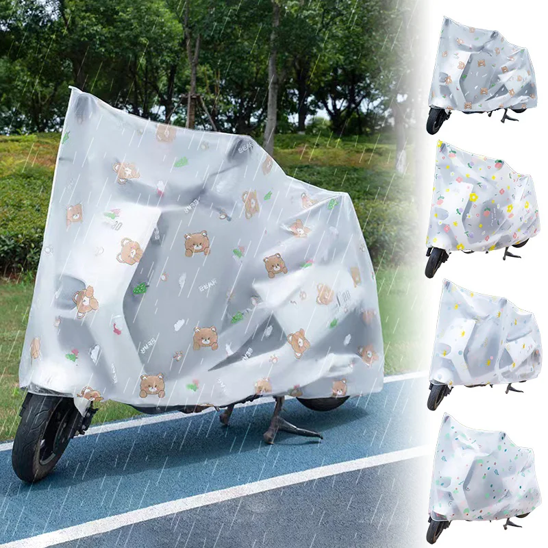 1pc Translucent Thick Universal Protective Gear Waterproof Rainproof Peva Motorcycle Cover Rain Cover Electric Bicycle Cover