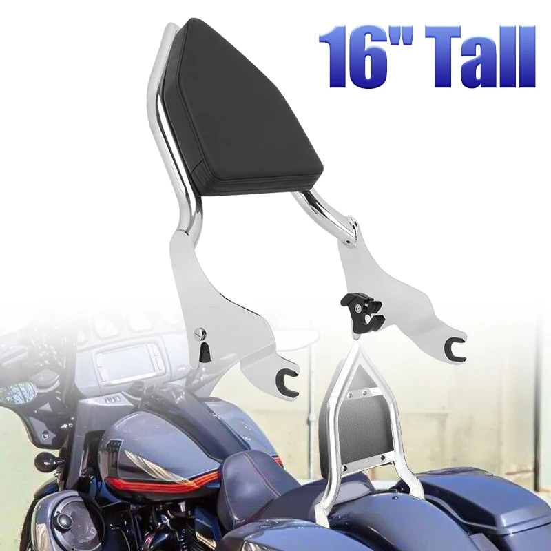 

16" Tall Back Rest Motorcycle Passanger Sissy Bar Backrest For Harley Touring Road King Glide Street Glide CVO 2009-2022