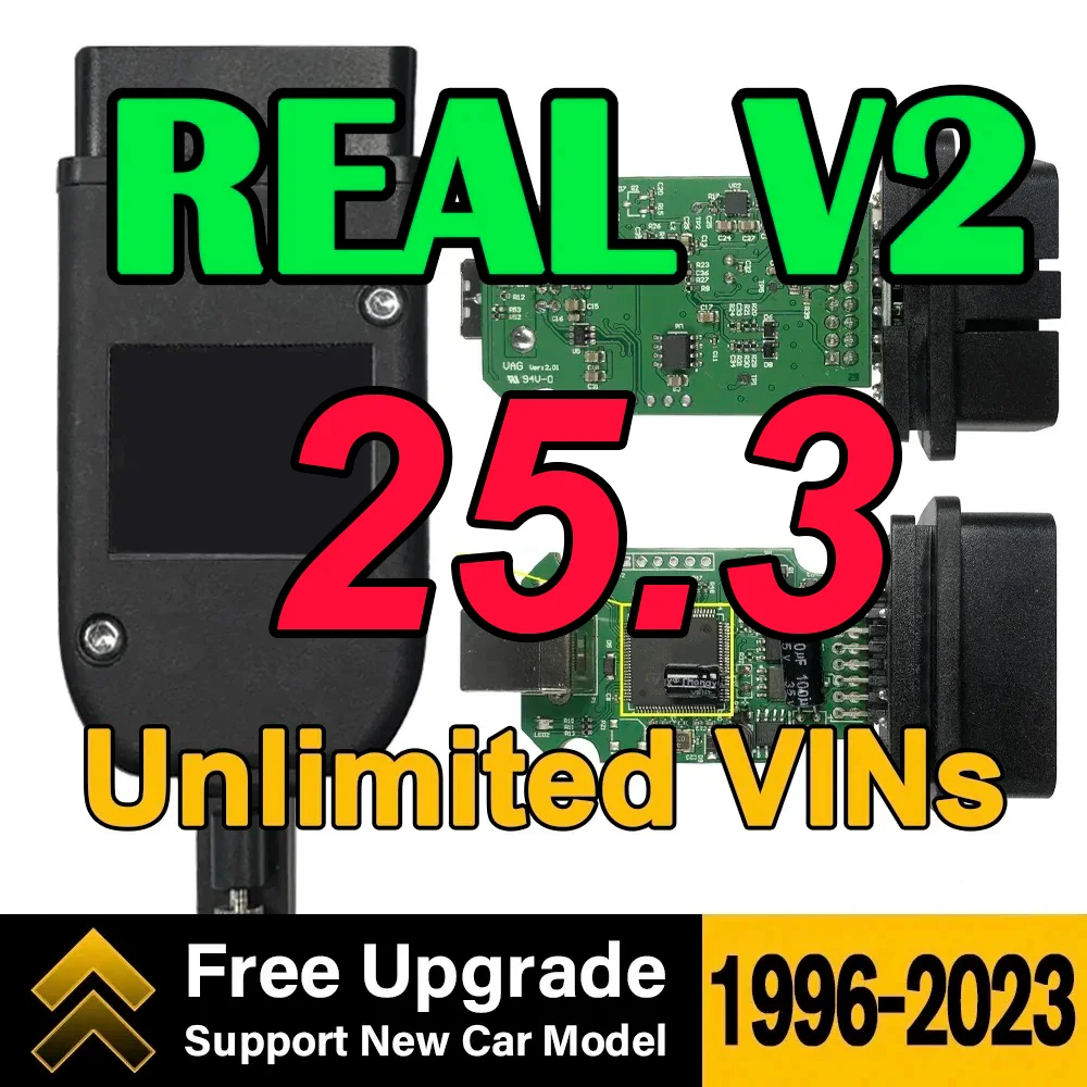 2026 Real Hex V2 VCDS Vag Com OBD2 Scanner 25.3.1, Interface VCDS VAGCOM avec VIN illimités, Mise à jour gratuite, Puce STM32F429 Hex-V2