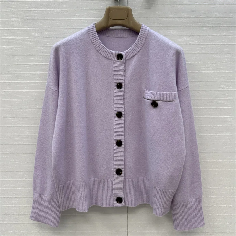 

Cardigan for women New elastic knitted long sleeved top for autumn 2025 Cashmere blend women's sweater Single breasted Knitwear
