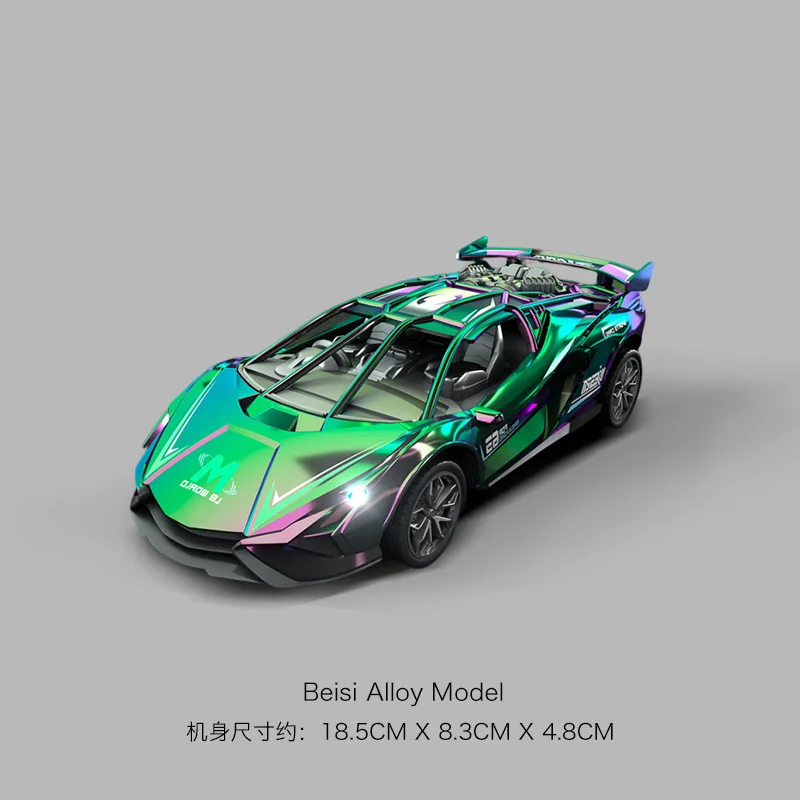 Motor de simulación de luz y sonido, coche deportivo de inercia de ondas de sonido, juguete modelo de coche de carreras para niños con colores deslumbrantes galvanoplastia