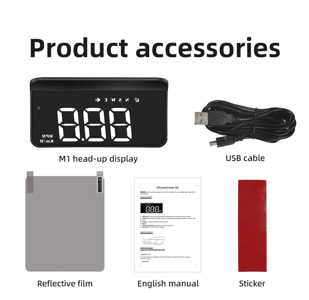 M1 GPS HUD Auto Head Up Display Kompass Geschwindigkeit MPH KMH Whit Alarm System Projektor Bordcomputer Windschutzscheibe Projektor Gauge ﻿ – Detail 21