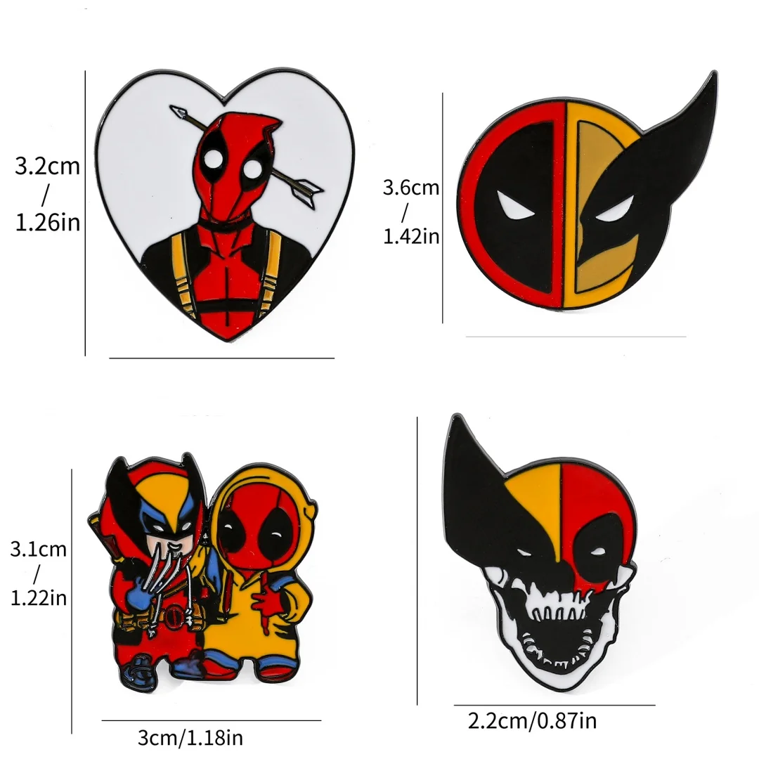 

European and American anime metal badge Deadpool and Wolverine alloy brooch Superhero pin accessories Toys halloween brooch