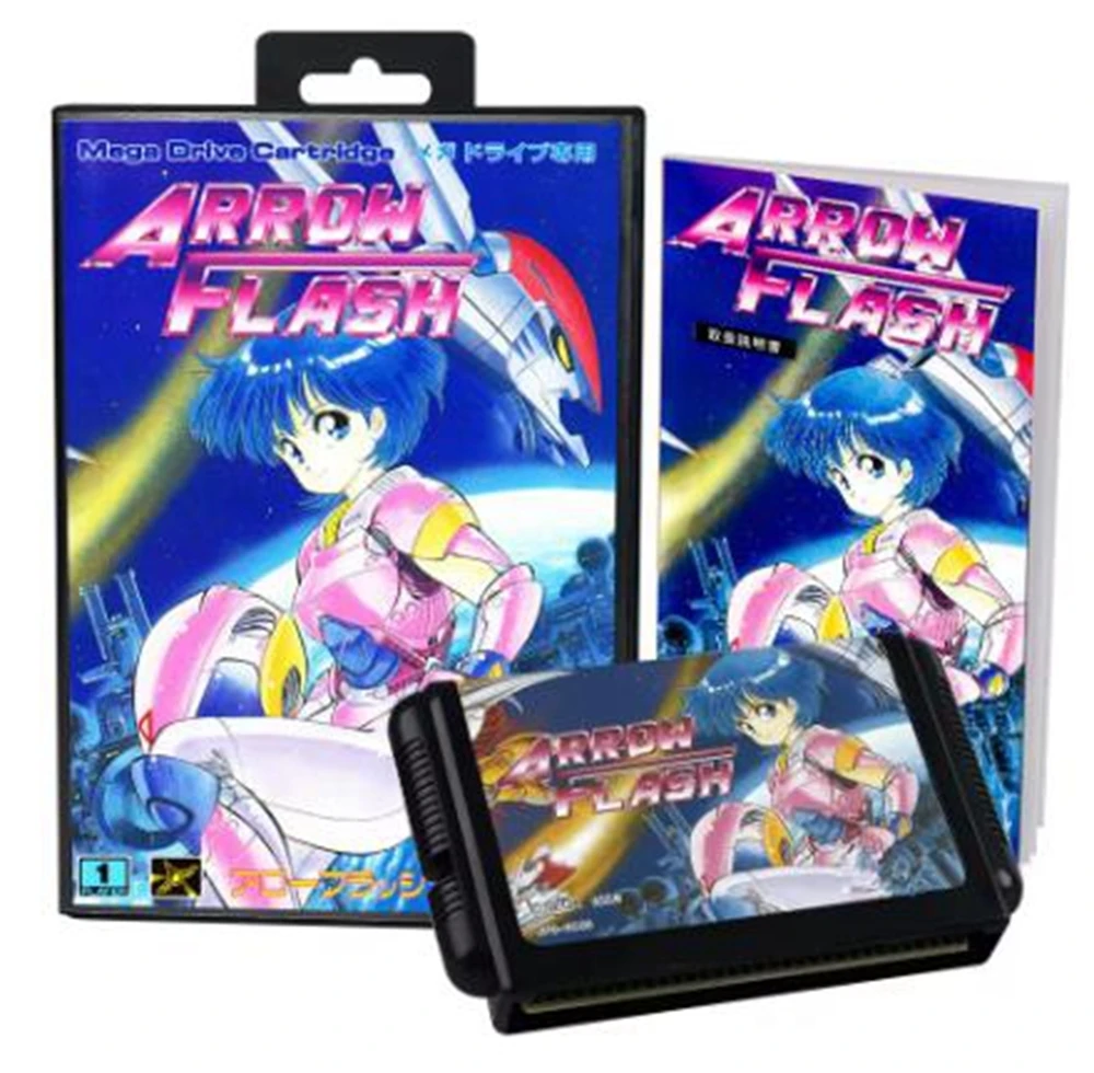 فلاش سهم مع صندوق ودليل لنظام Genesis لخرطوشة ألعاب Sega MD 16 بت