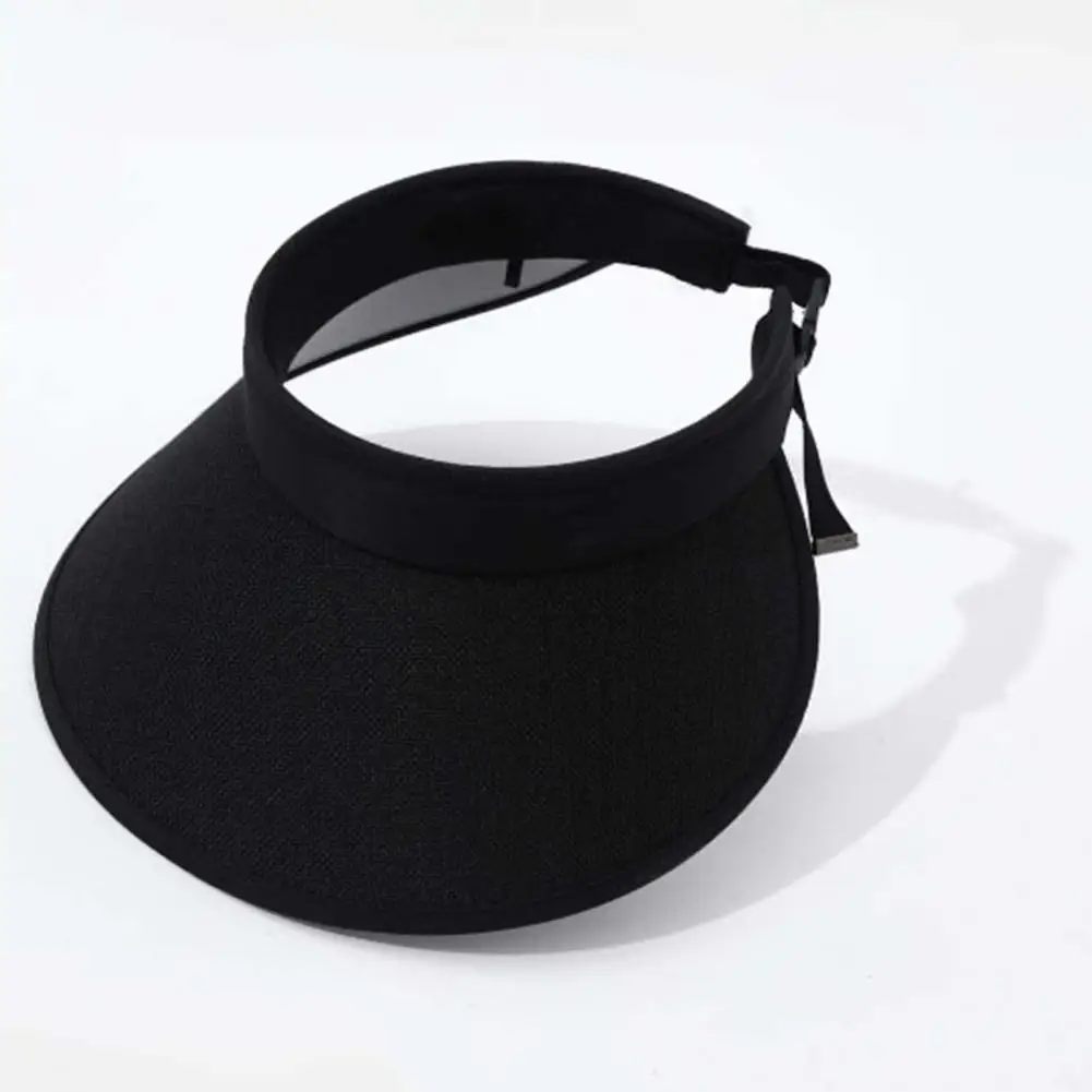 Sun Hat Breathable Empty Top Wrap Type Adjustable Buckle Double Layers Sun-proof Foldable Women Wide Brim Straw Visor Sun Hat