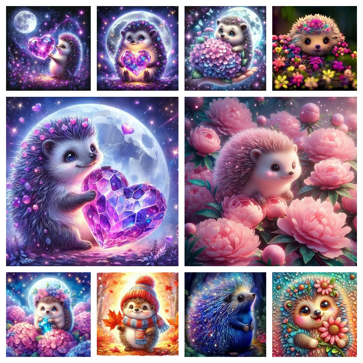

Purple Hedgehog Art Diamond Art Kits for Adults , Full Drill Diamond Dots Paintings for Beginners , Gift Idea for Nature Lovers