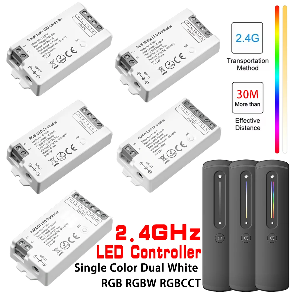 

2.4GHz Led Strip Controller DC5-24V Dimmer RF Wall Mounted Touch Remote for 2835 5050 FCOB DIM CCT RGB RGBWW RGBCW RGBCCT Light