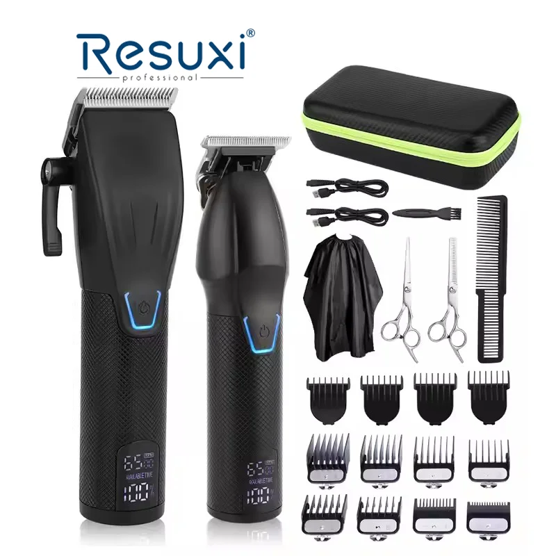 resuxi-lm-2027-cordless-ricaricabile-a-basso-rumore-professionale-barbiere-salone-tagliatore-di-capelli-2-pezzi-set-usb-naso-capelli