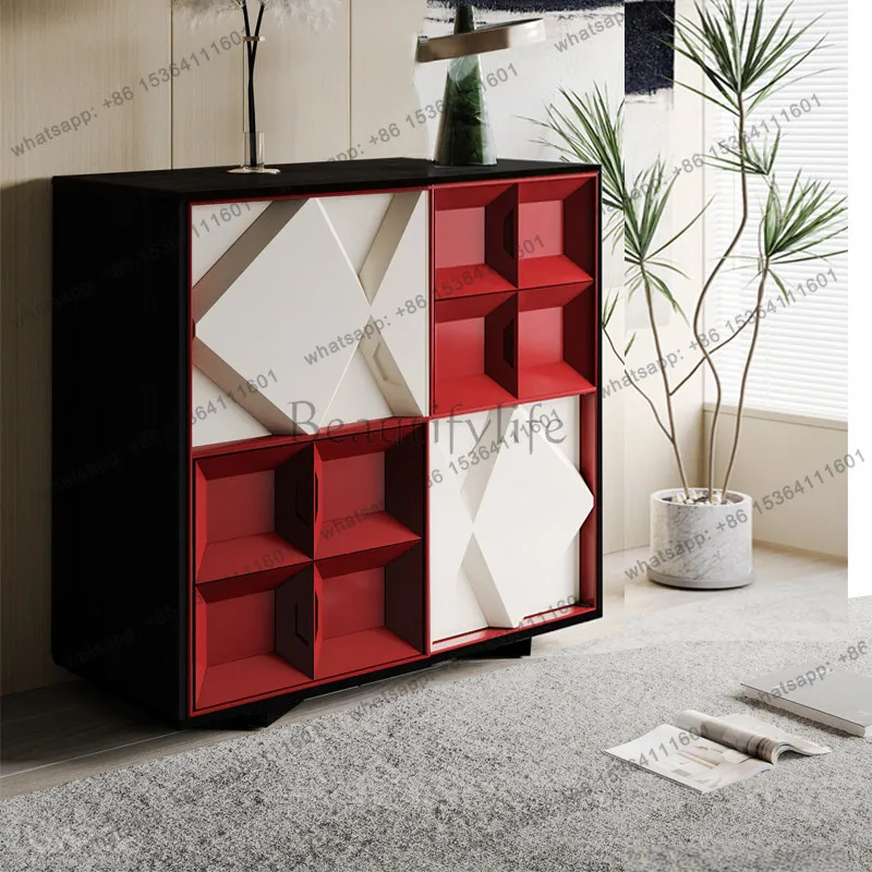 YJ New side cabinet designer art paint engraved cupboard entrance shoe cabinet high sense fashion
