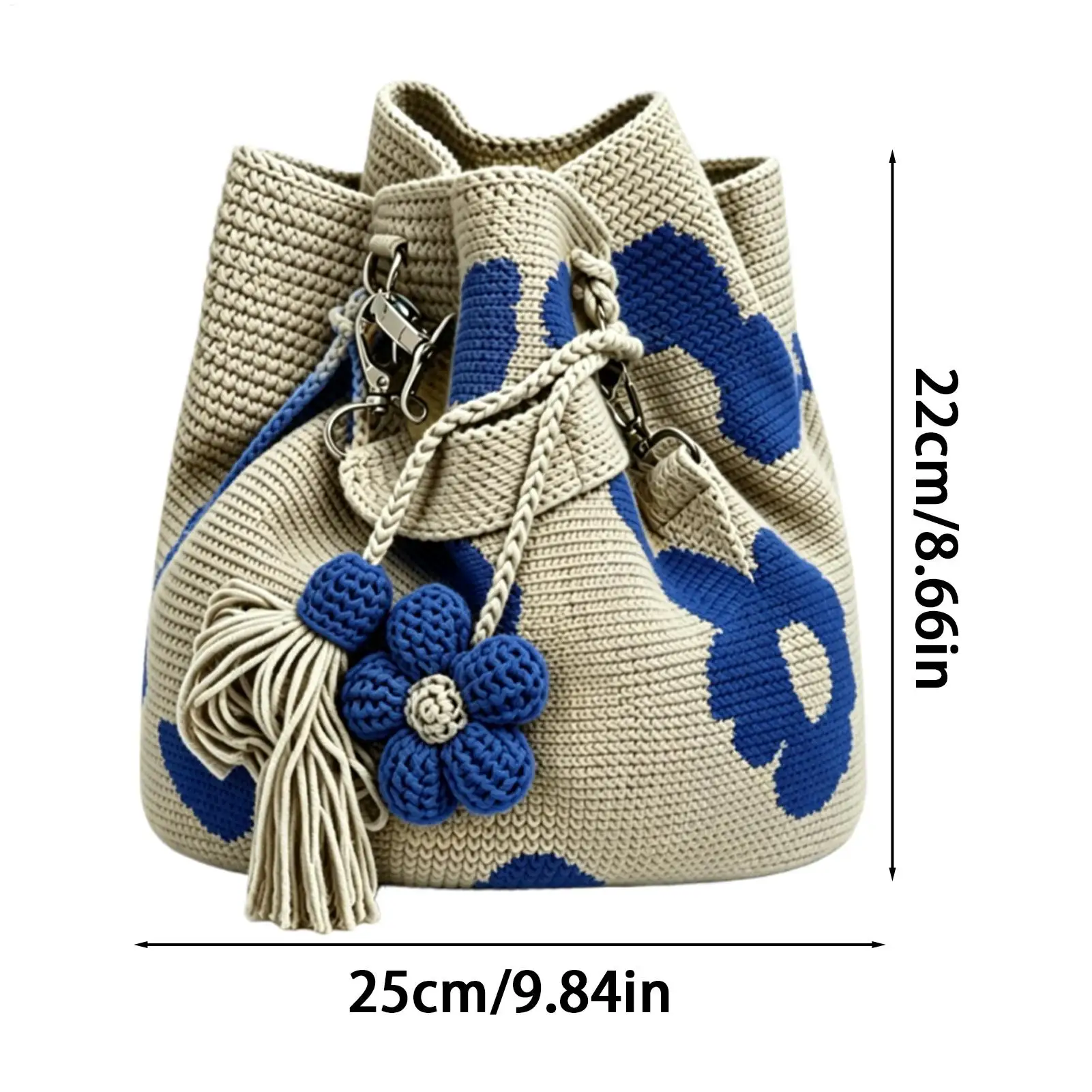 Handmade Crochet Flower Tote Boho Stylish Handbag Knit Floral Purse beach handbag crossbody shoulder bag women's vacation bag