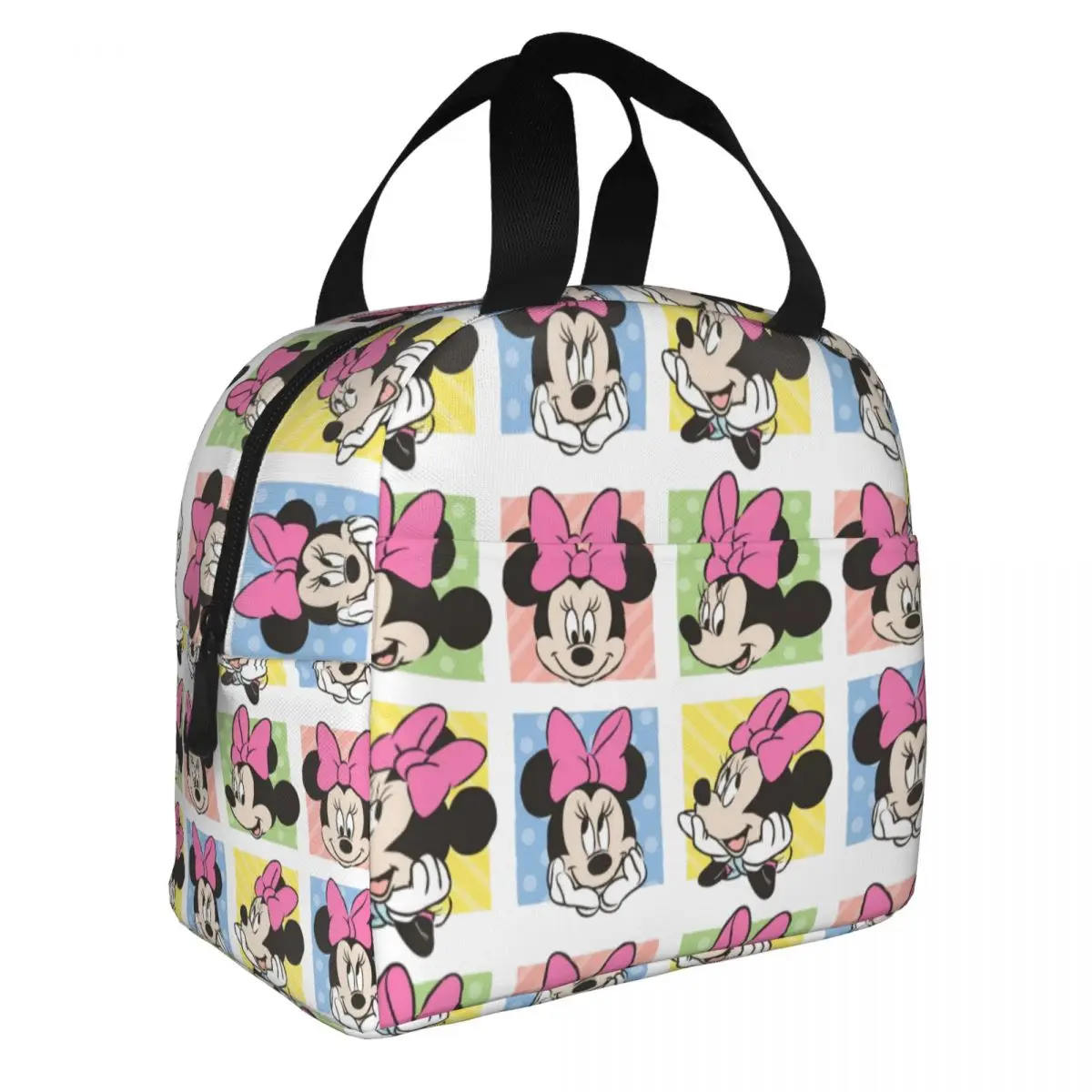 Mickey Minnie Mouse Cartoon Insulated Lunch Bag Portable Reusable Thermal Bag Tote Lunch Box School Outdoor Bento Pouch