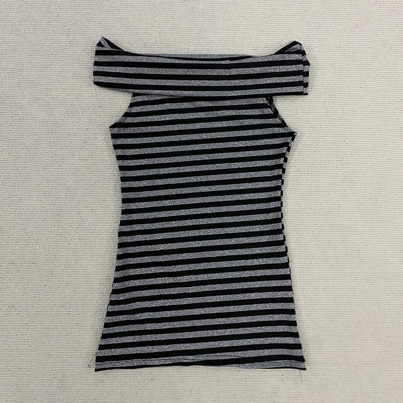 الرجعية الأمريكية الماس التفاصيل كتف واحد قصيرة الأكمام سليم صالح الخصر Cinching مثير فتاة حار أعلى لفصل الربيع والصيف #6