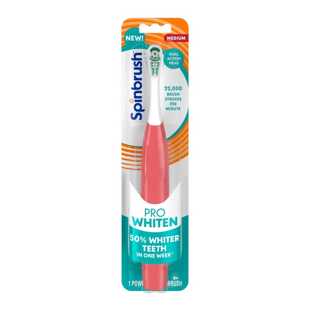 فرشاة أسنان كهربائية تعمل بالبطارية للبالغين، شعيرات متوسطة قابلة لإعادة الشحن، مؤشر ملون، تبييض أسرع، هادئة